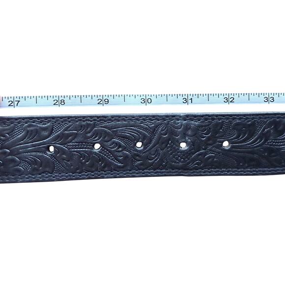 Billy belts of California black tooled leather belt with beadwork southwest 30 main image 8